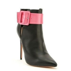 LOST INK SIZE 3 36 BLACK PINK HIGH HEEL STILETTO SEXY ANKLE BOOTS never worn.NEW